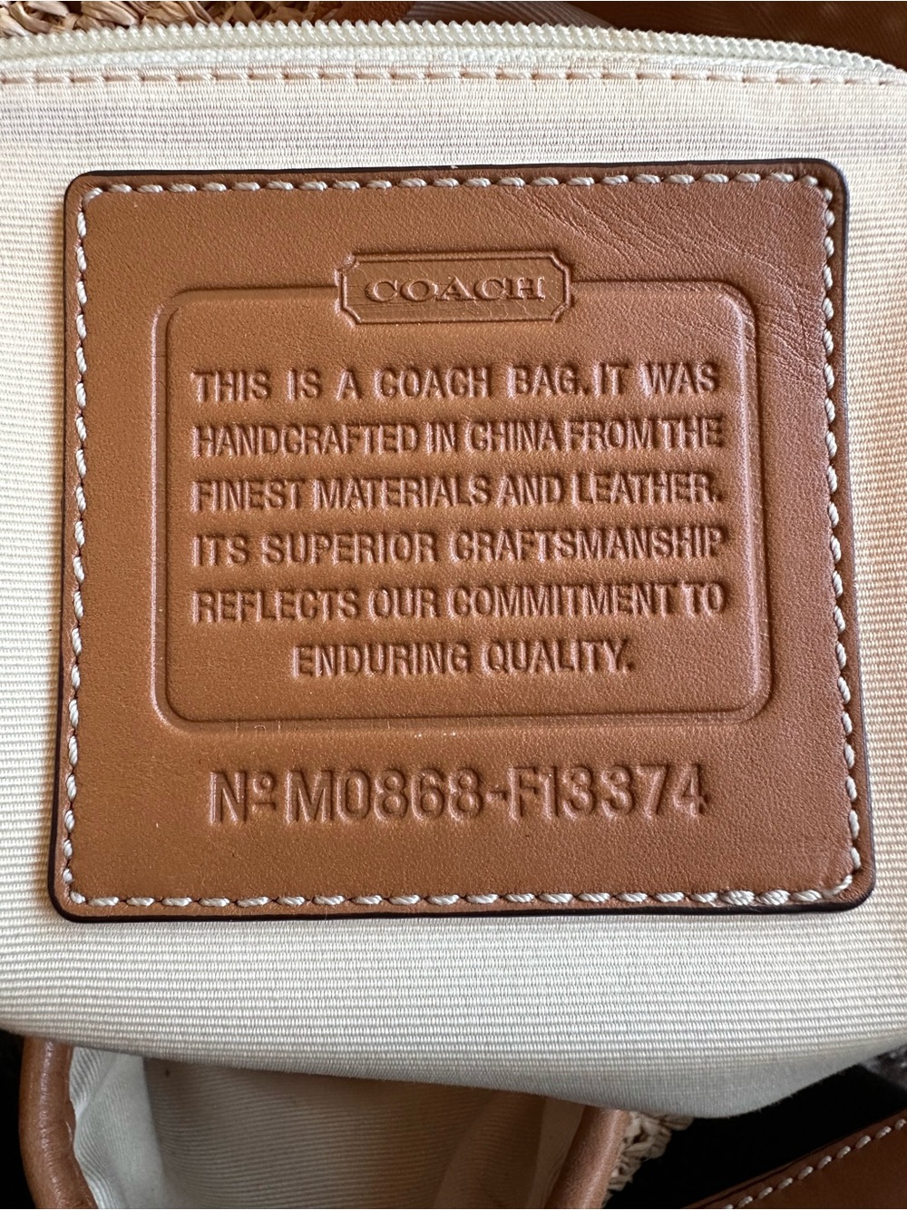 Coach Straw and Tan Woven Hobo Bag - Picture 9 of 11